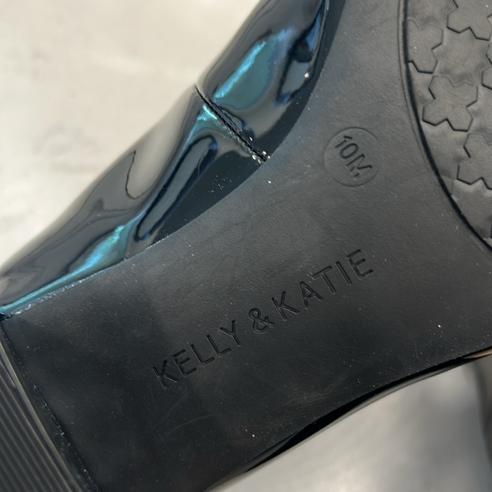 Kelly & Katie Payln Loafer Black Glossy Platform Heel Slip On Academia Office - Picture 7 of 16